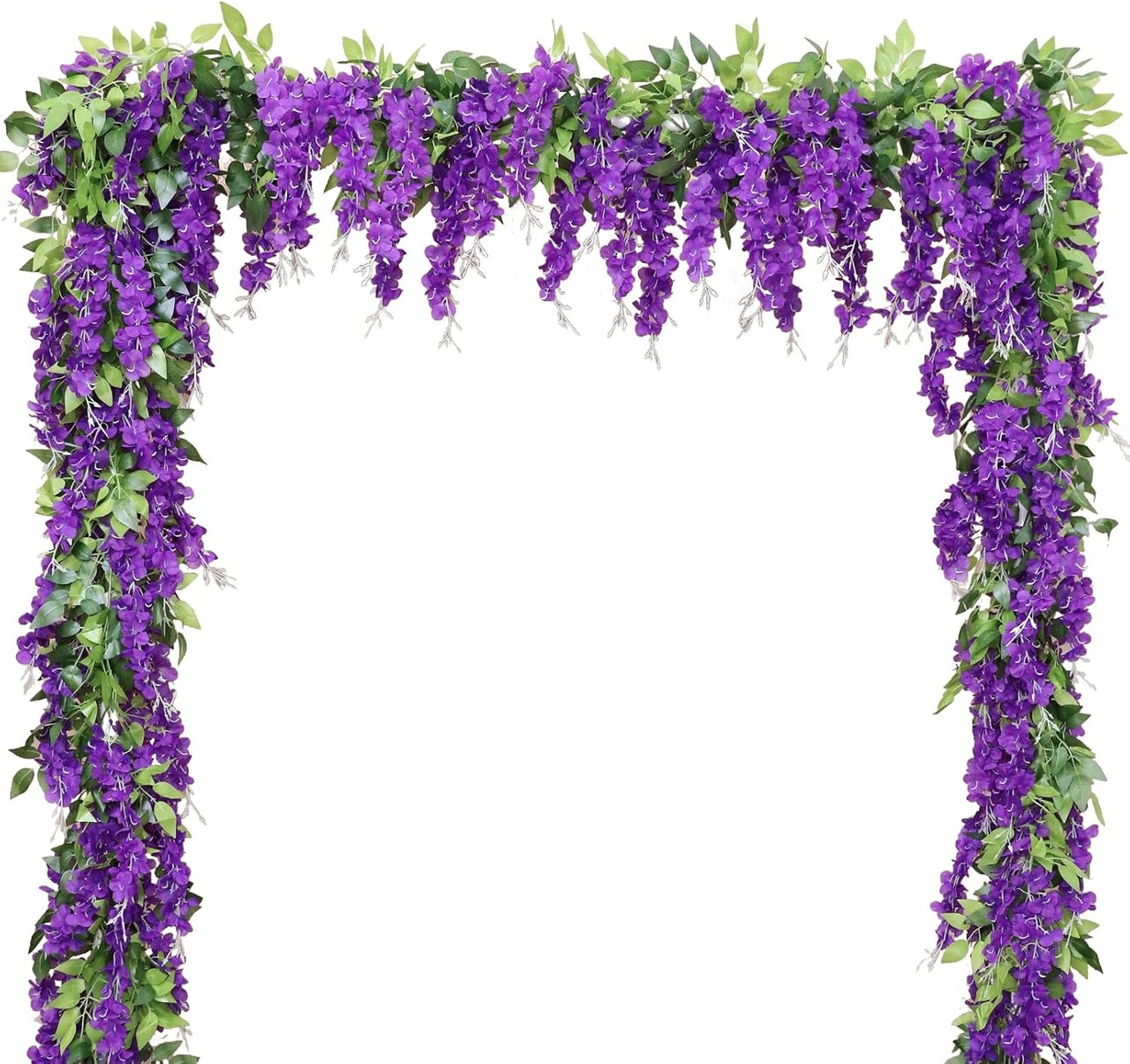 Artificial Flowers Garland, 2Pcs 7.2Ft/Piece Silk Fake Wisteria Vine Kit